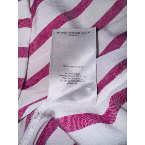 Anthropologie Maeve Fairhope Striped Button Down Flutter Sleeve Top Red White S - Picture 9 of 10